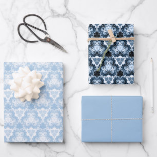 Winter Blue Swirl Wrapping Paper Sheet