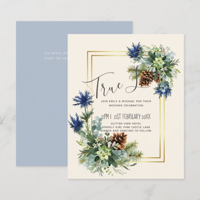 Winter Blue Thistle Eucalyptus Wedding Wonderland (Front/Back)