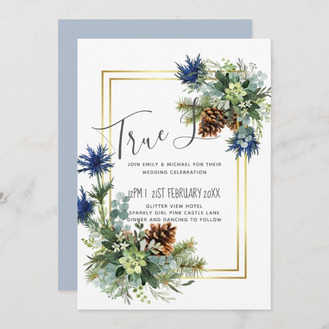 Winter Blue Thistle Eucalyptus Wedding Wonderland (Front/Back)