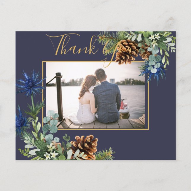 Winter Blue Thistle Eucalyptus Wedding Wonderland Flyer (Front)