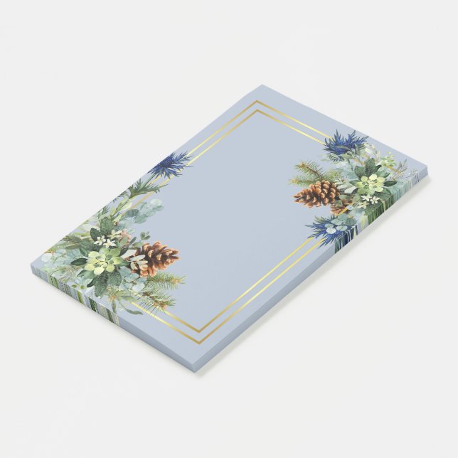 Winter Blue Thistle Eucalyptus Wedding Wonderland Post-it Notes (Angled)