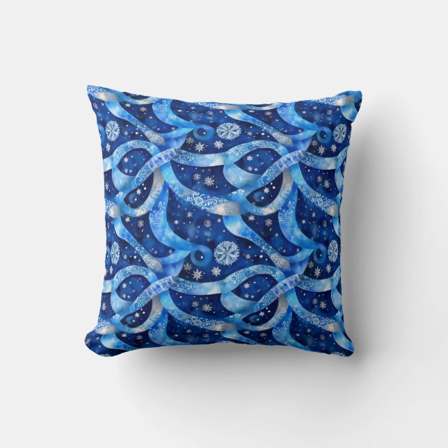 Winter Blue Throw Pillow (Front)