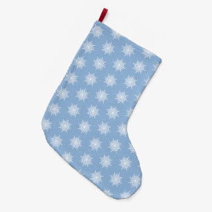 Winter Blue Treble Clef Snowflake Pattern Large Christmas Stocking
