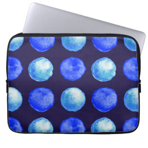 Winter Blue Watercolor Large Dots Pattern Laptop Sleeve