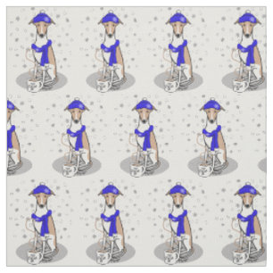 Winter Blue Whippet Snow Scarf - Fawn & white Cute Fabric