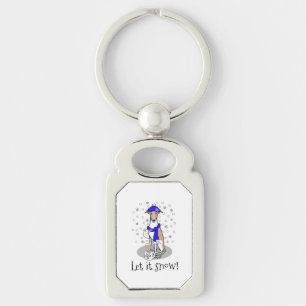 Winter Blue Whippet Snow Scarf - Fawn & white Cute Key Ring