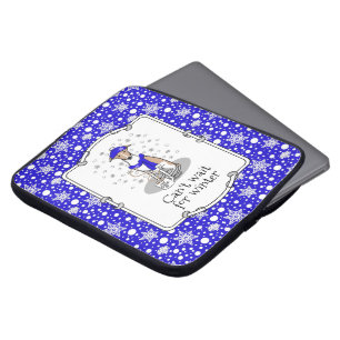 Winter Blue Whippet Snow Scarf - Fawn & white Cute Laptop Sleeve