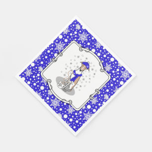 Winter Blue Whippet Snow Scarf - Fawn & white Cute Napkin