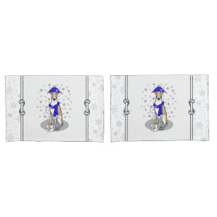 Winter Blue Whippet Snow Scarf - Fawn & white Cute Pillowcase