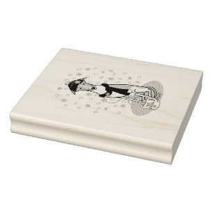 Winter Blue Whippet Snow Scarf - Fawn & white Cute Rubber Stamp