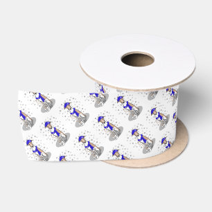 Winter Blue Whippet Snow Scarf - Fawn & white Cute Satin Ribbon
