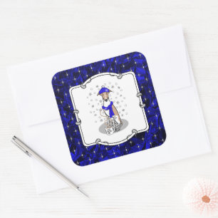Winter Blue Whippet Snow Scarf - Fawn & white Cute Square Sticker