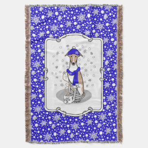 Winter Blue Whippet Snow Scarf - Fawn & white Cute Throw Blanket