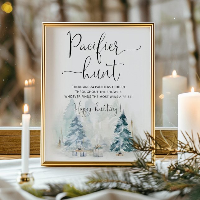 Winter blue white Pacifier hunt baby shower game Poster (Creator Uploaded)