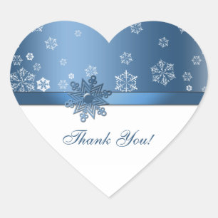 Winter Blue & White Snowflake Thank you Stickers