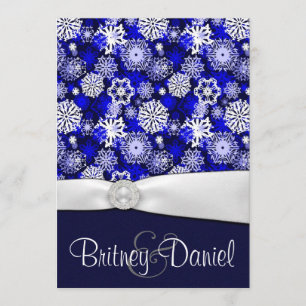 Winter Blue & White Snowflake Wedding Invitations