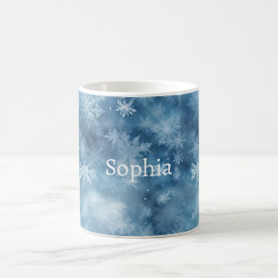 Winter Blue White Snowflakes Christmas Coffee Mug