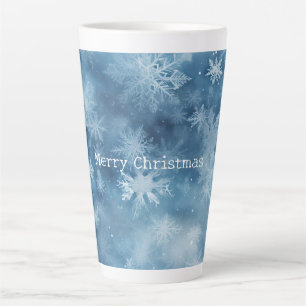 Winter Blue White Snowflakes Christmas Latte Mug