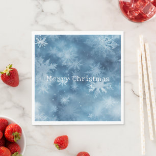 Winter Blue White Snowflakes Christmas Napkin