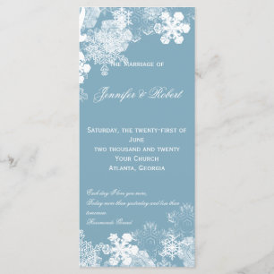 Winter Blue White Snowflakes Wedding Program