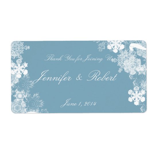Winter Blue White Snowflakes Wedding Water Label Shipping Label