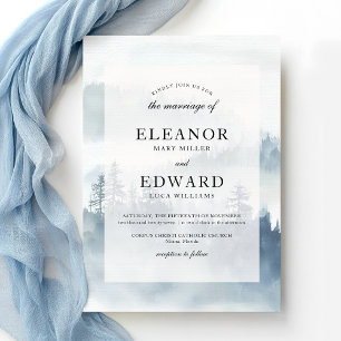 Winter Blue Woodland Wedding Invitation