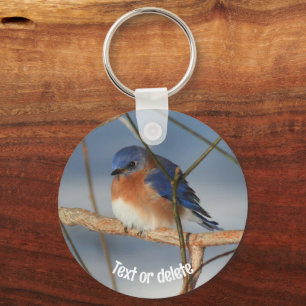 Winter Bluebird Animal Personalized Key Ring