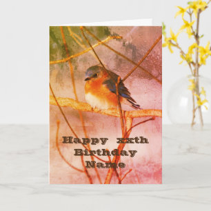 Winter Bluebird Art Personalised Birthday Card