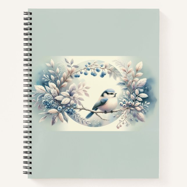 Winter Bluebird Berry Wreath Notebook (Front)