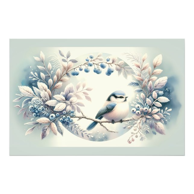 Winter Bluebird Berry Wreath Photo Print (Front)
