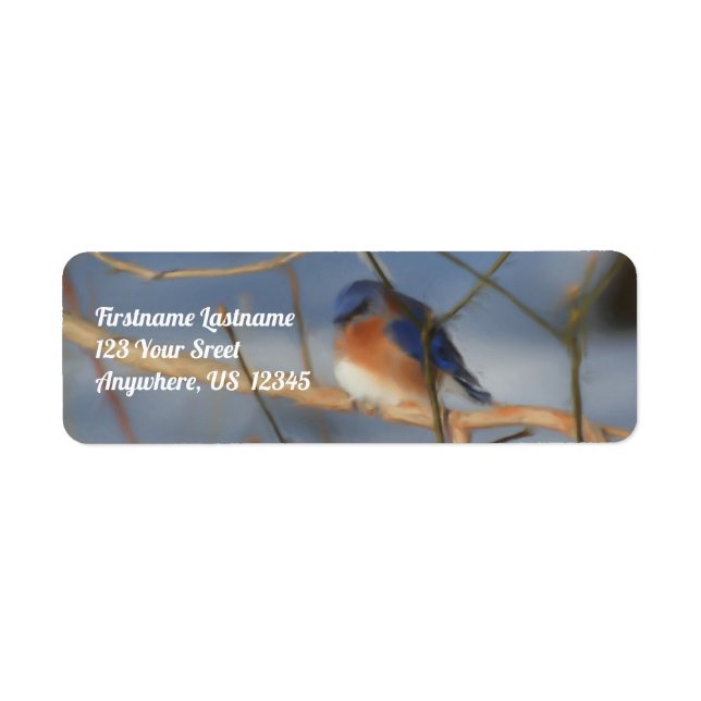 Winter Bluebird Nature Art Address Return Address Label (Front)