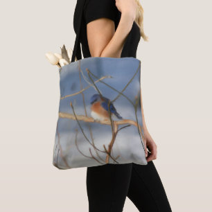 Winter Bluebird Nature Art Tote Bag