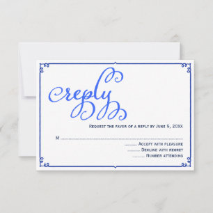 Winter Blues Calligraphy Wedding Reply Card