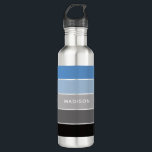 Winter Blues Colorblock Personalised Name 710 Ml Water Bottle<br><div class="desc">This colourful and modern design features a colour-block pattern in shades of blue with your personalised name</div>