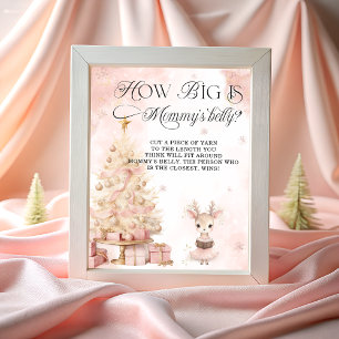 Winter Blush Pink Deer How Big is Mummy's Belly Poster