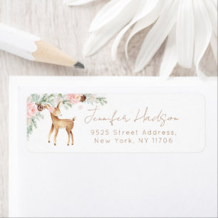 Winter blush pink deer minimalist Return Address Label