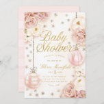 Winter Blush Pink Floral Baby Shower Invitation<br><div class="desc">Antique pink and blush pink roses together with cream flowers,  snowflakes and Christmas balls. Perfect for winter baby showers. Faux gold foil details. Illustrations and design by MuseBloomDesigns</div>