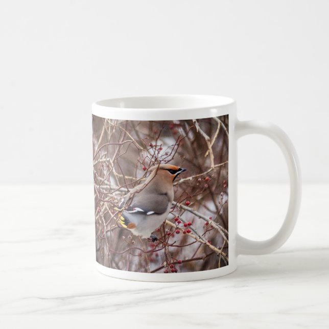 Winter Bohemian Waxwing Coffee Mug (Right)