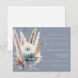 Winter Boho Floral Blue Rehearsal Dinner Invitation