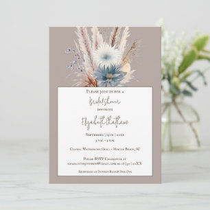 Winter Boho Floral Bridal Shower Beige Invitation