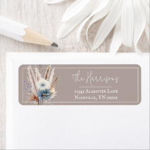 Winter Boho Floral Wedding   Beige Address Return Address Label