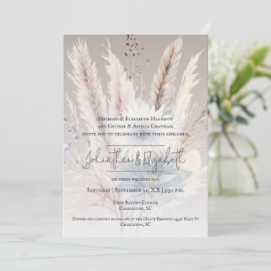 Winter Boho Floral Wedding Beige Invitation