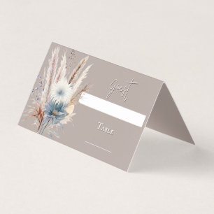 Winter Boho Floral Wedding   Beige Place Card