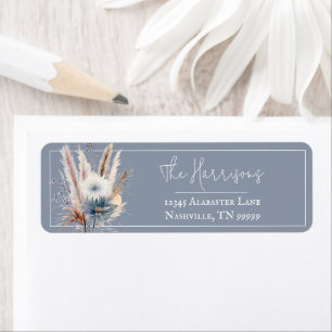 Winter Boho Floral Wedding Blue Address Return Address Label