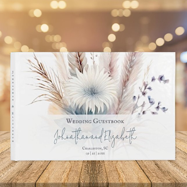 Winter Boho Floral Wedding | White Guest Book (White Winter Boho Floral Wedding Guestbook)