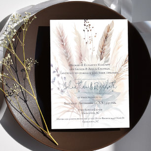 Winter Boho Floral Wedding   White Invitation