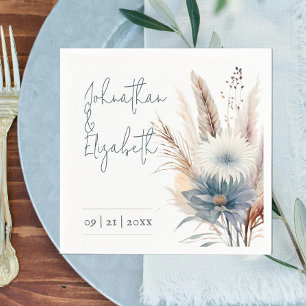 Winter Boho Floral Wedding   White Napkin