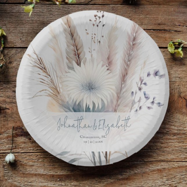 Winter Boho Floral Wedding | White Paper Plate (White Winter Boho Floral Wedding Paper Bowls)