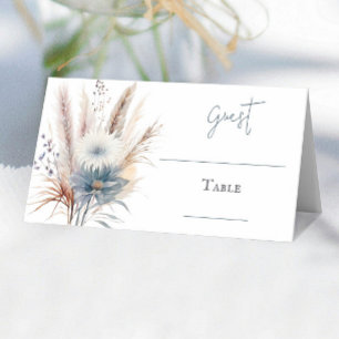 Winter Boho Floral Wedding White Place Card