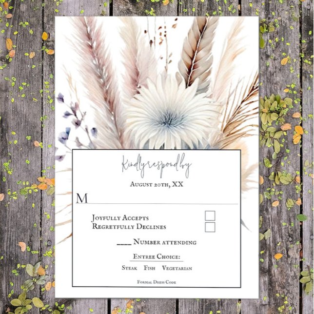Winter Boho Floral Wedding | White RSVP Card (White Winter Boho Floral Wedding RSVP Card)